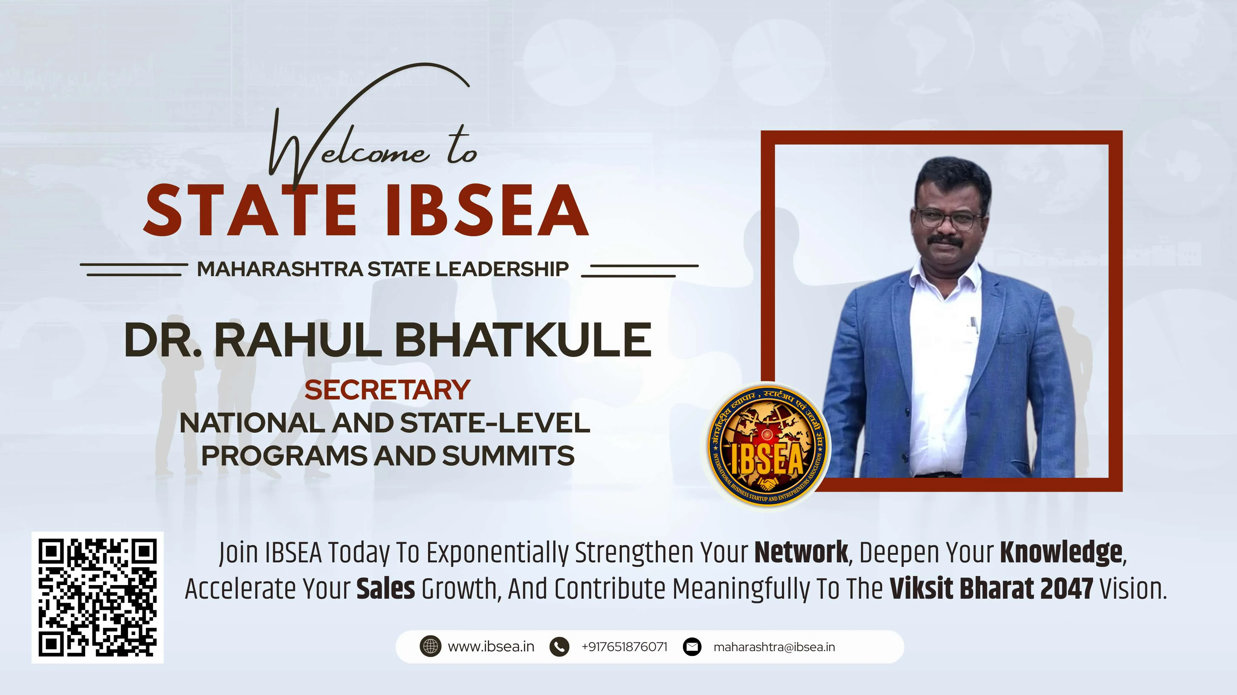 Dr. Rahul Bhatkule Has Been Appointed As Secretary IBSEA For Maharashtra  State.